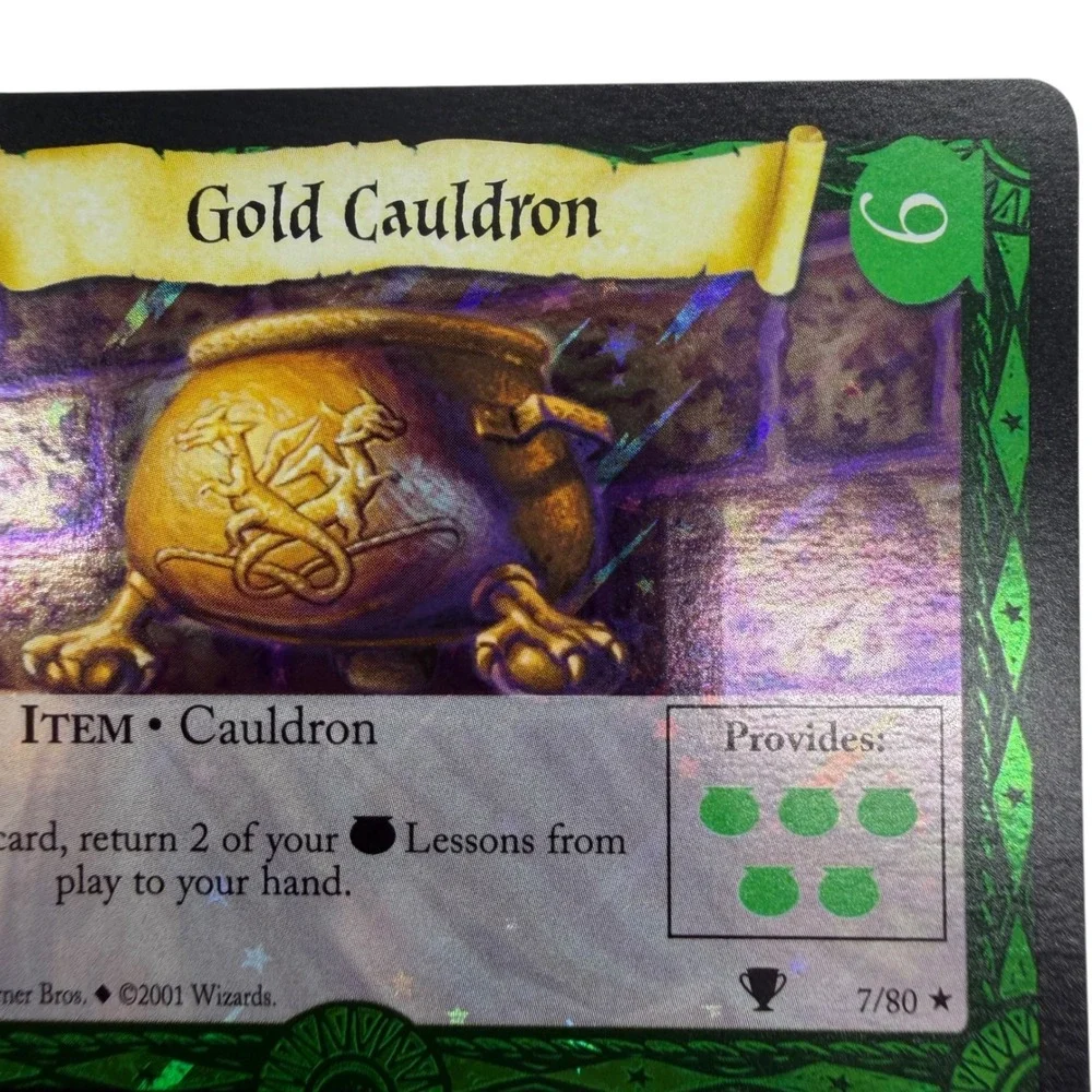 Harry Potter TCG Gold Cauldron 7/80 Quidditch Cup Rare Holofoil Card 2001 Vtg